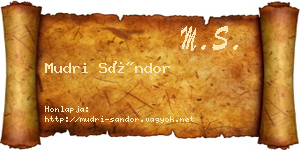 Mudri Sándor névjegykártya